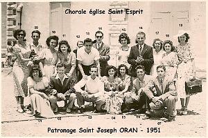 CHORALE ST ESPRIT D ORAN 1951 AU PATRONAGE SAINT JOSEPH D ORAN
